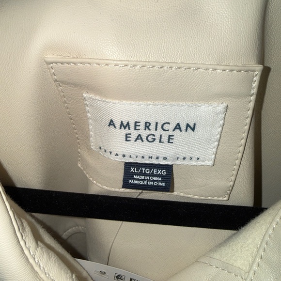 Women’s Cream Faux-Leather Overshirt Jacket - Picture 4 of 4